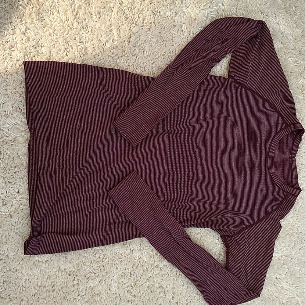 lululemon swiftly long sleeve shirt, maroon, size 6